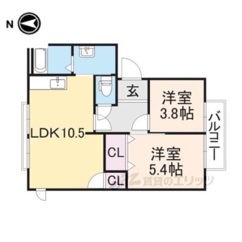 エクセル青垣(2LDK/1階)の間取り写真