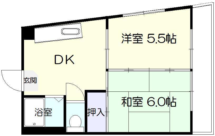 かがみマンション(2DK/4階)の間取り写真