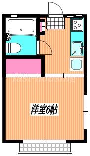 ウェル武蔵野(1K/2階)の間取り写真