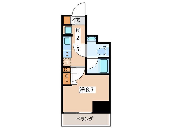 パークアクシス横濱高島町(1K/2階)の間取り写真