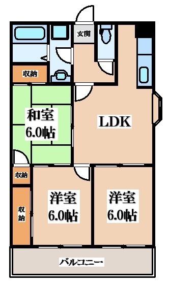 むつみハイツ(3LDK/3階)の間取り写真