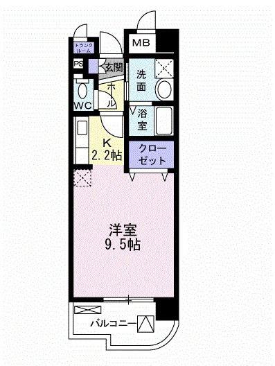 高染IX館(ワンルーム/3階)の間取り写真