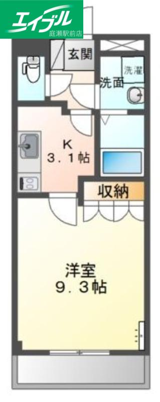 オレンジヒルズ(1K/3階)の間取り写真