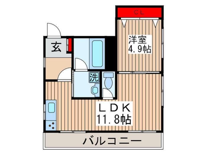 桜華BLDG(1LDK/3階)の間取り写真