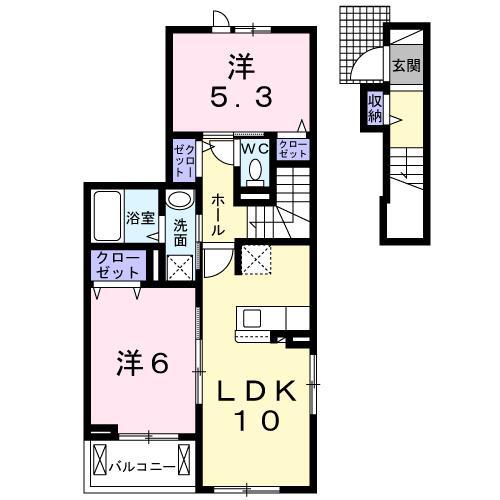 レイワ・メゾン21(2LDK/2階)の間取り写真