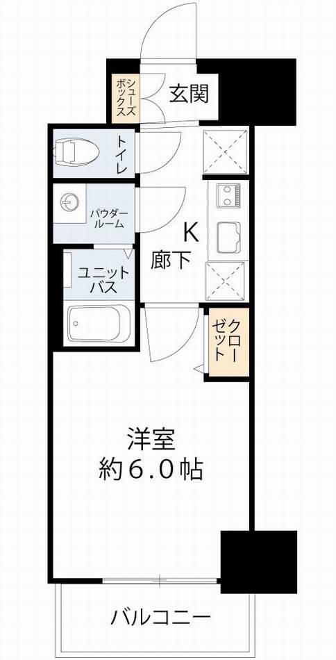 プレサンス四天王寺前夕陽ヶ丘ヴィリード(1K/9階)の間取り写真