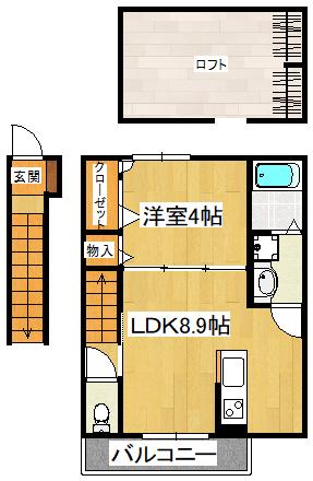 フォレストメゾン西船橋ウエスト(1LDK/2階)の間取り写真
