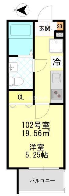 CFジオーレ大師東門前(1K/1階)の間取り写真