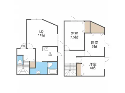 シエル北野(3LDK/2階)の間取り写真