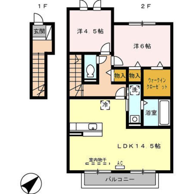 ヴィラージュ(2LDK/2階)の間取り写真