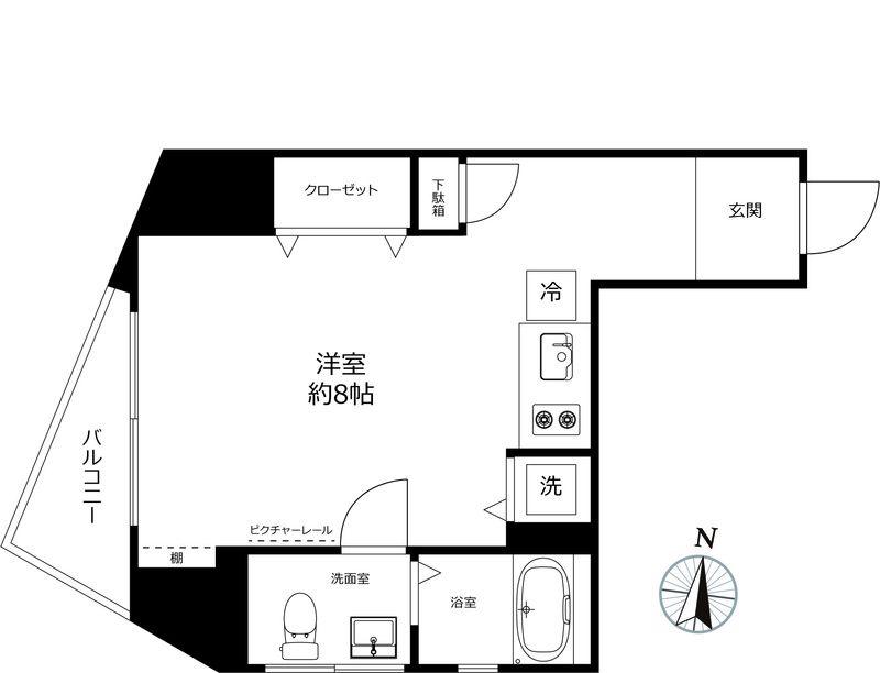 ベルファース東麻布(ワンルーム/10階)の間取り写真