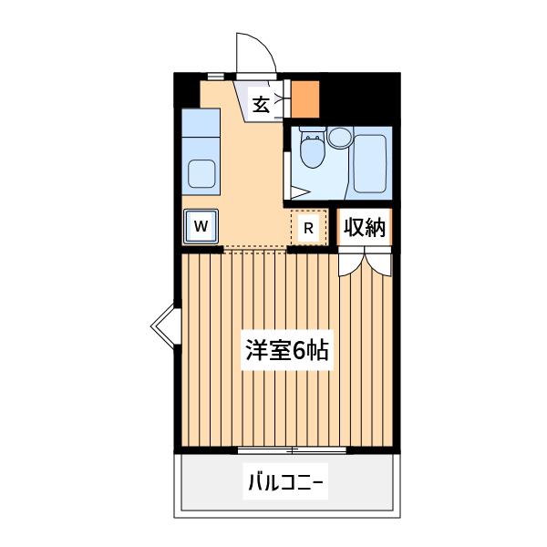ヴィラパピヨン(1K/2階)の間取り写真