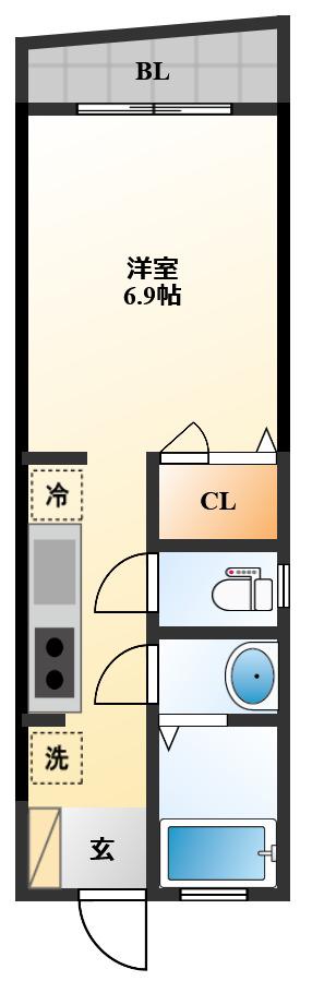 M・富士見(1K/3階)の間取り写真