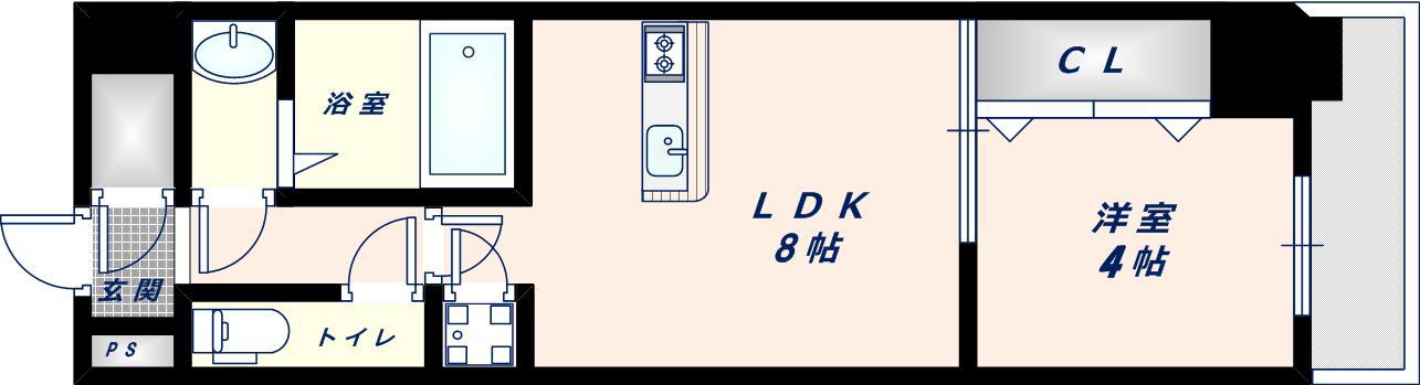 パラゴン小路(1LDK/6階)の間取り写真