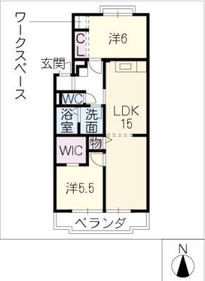 むつがマンション(2LDK/2階)の間取り写真