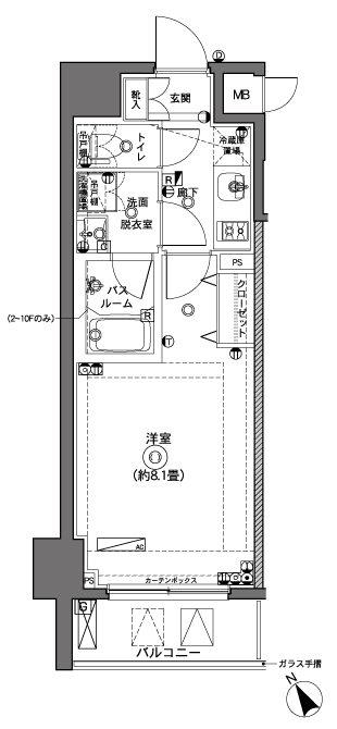 ZOOM横浜(1K/4階)の間取り写真
