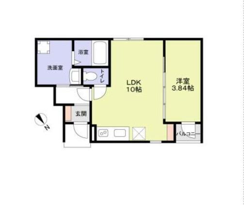 スールソレイユうずら野(1LDK/1階)の間取り写真