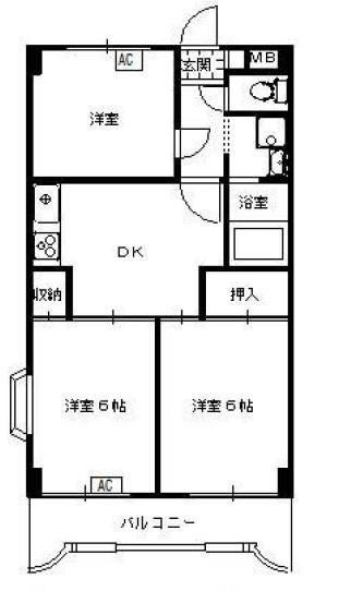 パークサイドナカオ(3DK/3階)の間取り写真