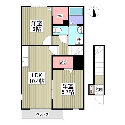 ファーストレジデンス(2LDK/2階)の間取り写真