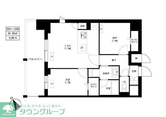 東京マンション(1SLDK/10階)の間取り写真