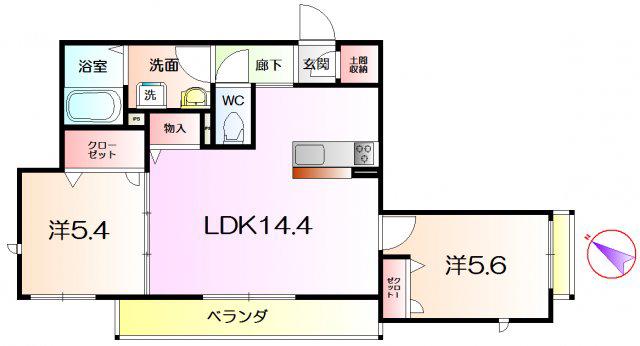 CASAREGIO堺東(2LDK/2階)の間取り写真