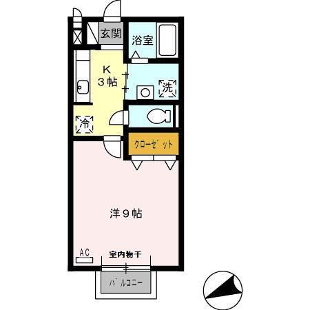 レーベン御殿場ヒルズ参番館(1K/2階)の間取り写真