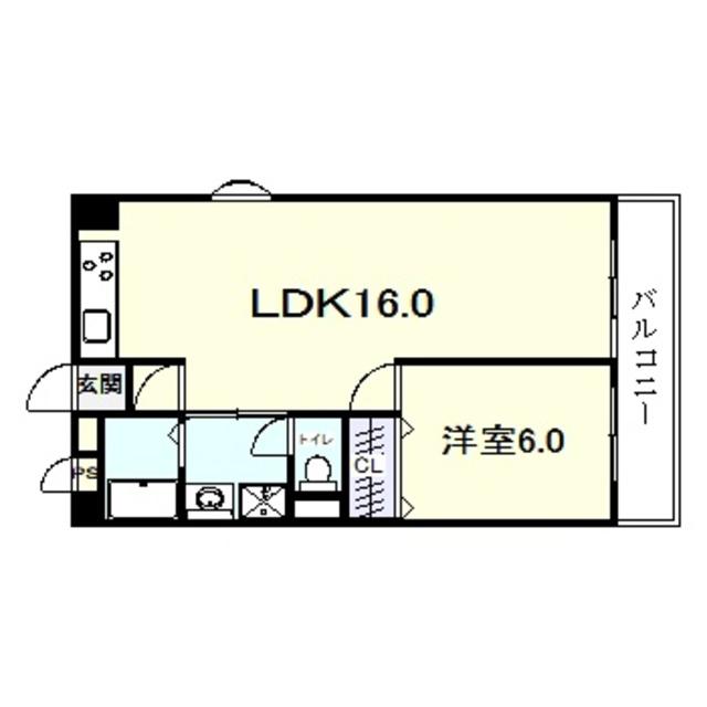 ハイネスキタノ(1LDK/2階)の間取り写真