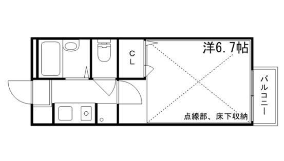 ノーブル青山II(1K/2階)の間取り写真