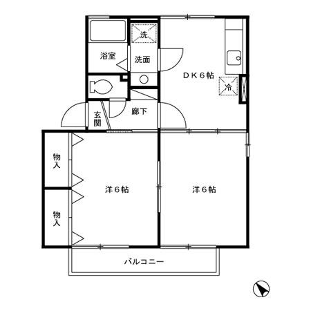 ウィルモアシュテアン(2DK/2階)の間取り写真