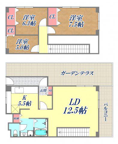 昭和レジデンス(3LDK/6階)の間取り写真