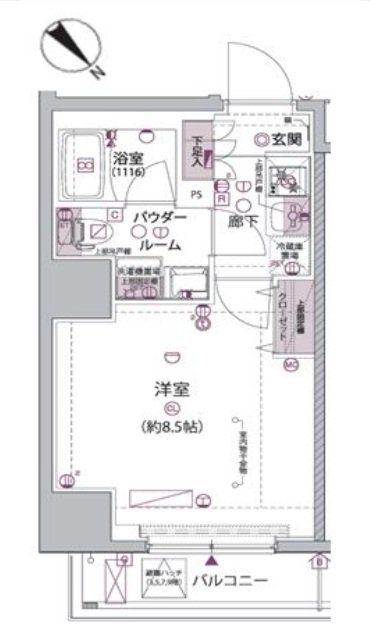 ARCOBALENO HORIKIRISHOBUEN(1K/9階)の間取り写真