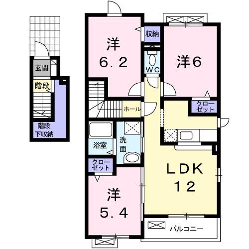グランデ幸(3LDK/2階)の間取り写真