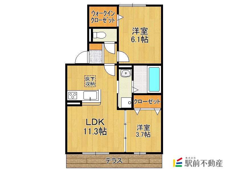 D-ROOM上大利(2LDK/1階)の間取り写真