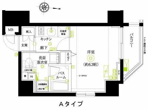 ZOOM浜松町(1K/2階)の間取り写真