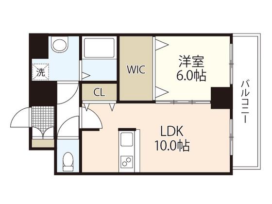 UNITY舟入(1LDK/4階)の間取り写真