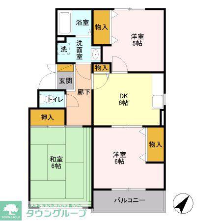 リ・ヴラン東川口I(3DK/1階)の間取り写真