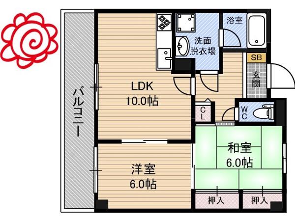 OWLET諸口(2LDK/2階)の間取り写真