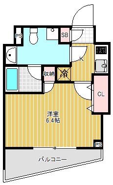 シェル品川戸越(1K/2階)の間取り写真
