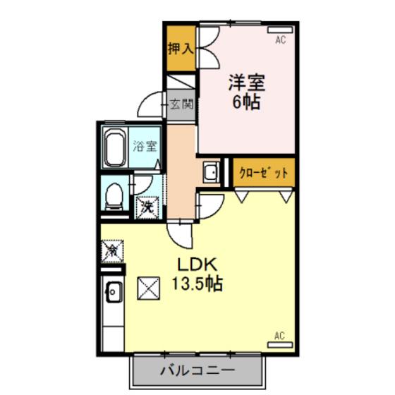 セジュール経堂(1LDK/1階)の間取り写真