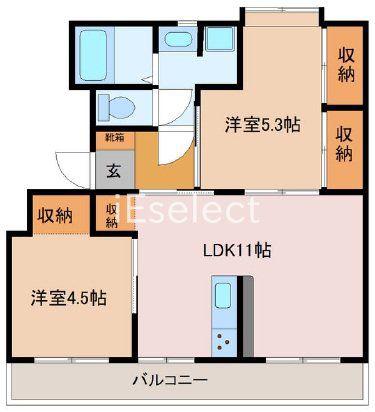 ドリーム佐倉 II(2LDK/3階)の間取り写真