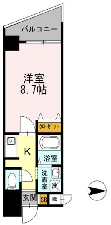 カスタリア新梅田(1K/9階)の間取り写真
