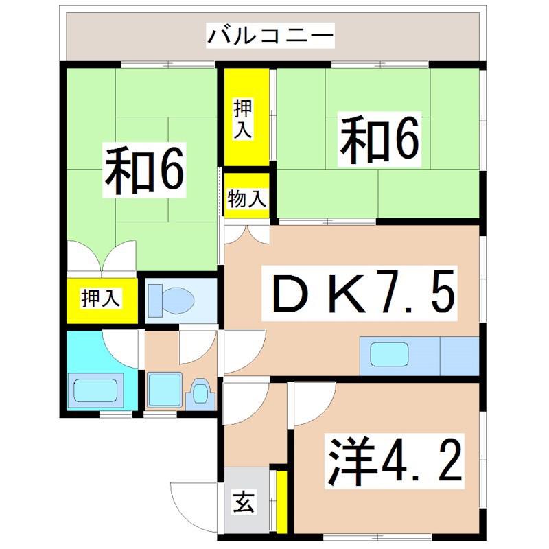ロイヤルハイツマル勘(3DK/2階)の間取り写真