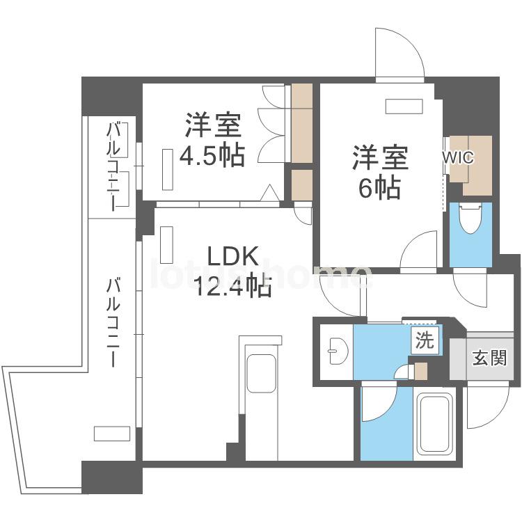 STANDZ四天王寺前夕陽丘(2LDK/4階)の間取り写真