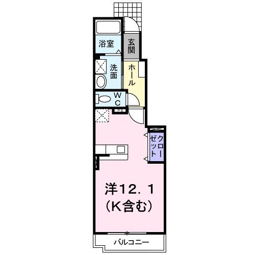 ルナキャット(ワンルーム/1階)の間取り写真