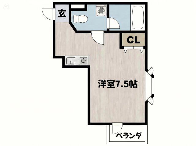 グランヒルズ武蔵野(ワンルーム/3階)の間取り写真