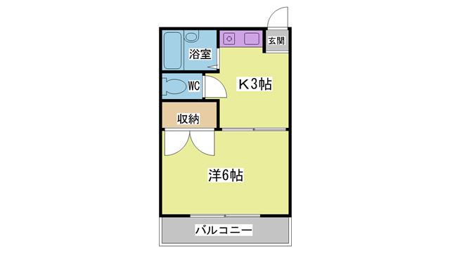 ホワイトハイツ(1K/1階)の間取り写真