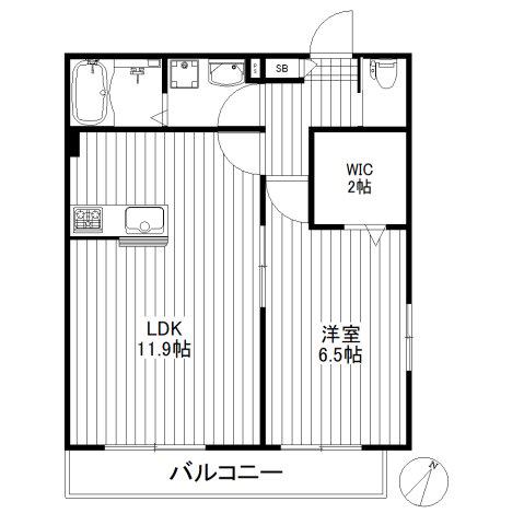 スクエア上馬(1LDK/1階)の間取り写真