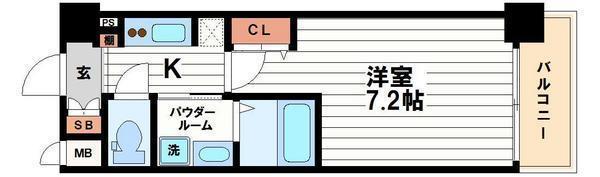 ミュプレ北浜(1K/3階)の間取り写真