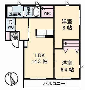 シャーメゾンA(2LDK/1階)の間取り写真