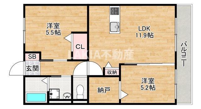 シャンドマイス(2LDK/2階)の間取り写真